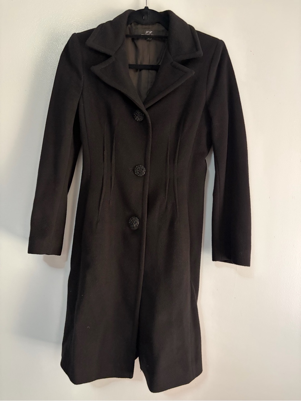 100% Cashmere Tailored Black Womens Pea Coat